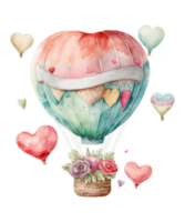 Hot Air Balloon Valentines Day watercolor png