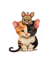 Cute cat and mouse Watercolor Sublimation png