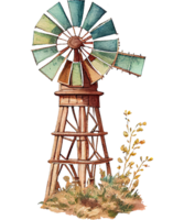 Moulin à vent aquarelle clipart ai génératif png