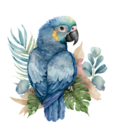 linda azul loro acuarela sublimación ai generativo png