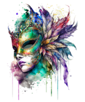 masque mardi gras aquarelle ai génératif png