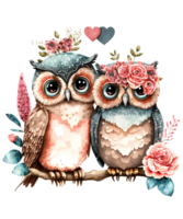 Couple Owl watercolor Sublimation Valentine Day png