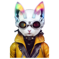 cyberpunk gatto sublimazione ai generativo png