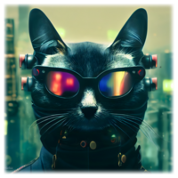 cyberpunk gato sublimación ai generativo png