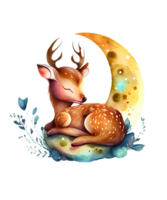 Cute Deer on the moon png