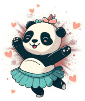 panda san valentin día acuarela sublimación ai generativo png