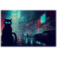 Cyberpunk Katze Sublimation ai generativ png