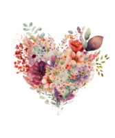 hermosa floral enamorado corazón acuarela ai generativo png