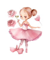 schattig roze meisje ballet waterverf sublimatie ai generatief png