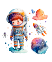 unge astronaut vattenfärg ai generativ png