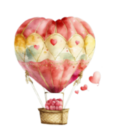 heiß Luft Ballon Valentinsgrüße Tag Aquarell ai generativ png