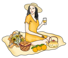 girl having a picnic in the park png