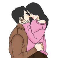 hand drawn couple illustration png