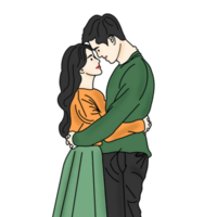 hand drawn couple illustration png
