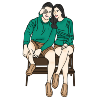 hand drawn couple illustration png