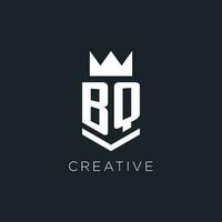 BQ logo with shield and crown, initial monogram logo design vector