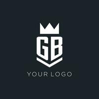 GB logo with shield and crown, initial monogram logo design vector