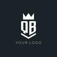 QB logo with shield and crown, initial monogram logo design vector