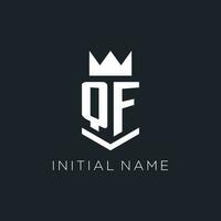 QF logo with shield and crown, initial monogram logo design vector