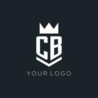 CB logo with shield and crown, initial monogram logo design vector