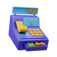 3D Cash Register Render Illustration png