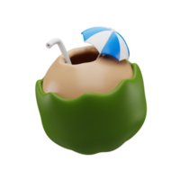 3D Coconut Drink Render Illustration png