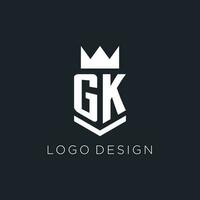 G k logo con proteger y corona, inicial monograma logo diseño vector
