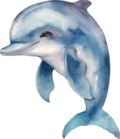 carino delfino acquerello illustrazione. ai generato png