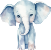 Cute Elephant Watercolor Illustration. png