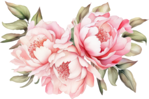 roze bloemen krans waterverf illustratie. ai gegenereerd png