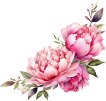 roze bloemen krans waterverf illustratie. ai gegenereerd png