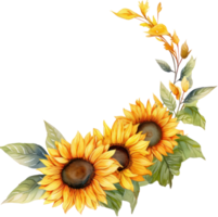 Sunflowers Decorative Watercolor Illustration. png