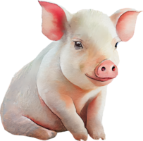 Pig animal watercolor illustration. png