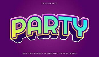 Party 3d editable text effect template vector