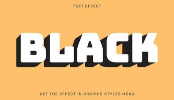 Black editable text effect in 3d style vector