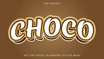 choco editable texto efecto en 3d estilo vector