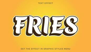 papas fritas editable texto efecto en 3d estilo vector