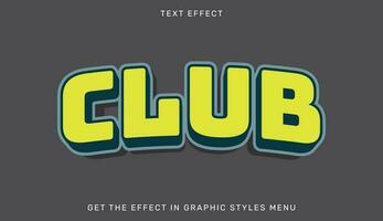 Club editable text effect template in 3d style vector