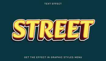 Street editable text effect template in 3d style vector