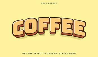 Coffee editable text effect template in 3d style vector