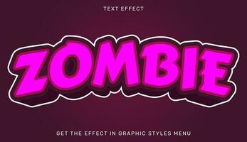 Zombie editable text effect in 3d style vector