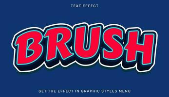 Brush text effect template in 3d style vector