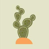 cactus vector illustration. vector of cactus with sand. Cactus flat style.