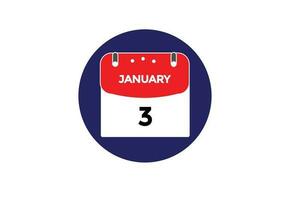 january 3 calendar date reminder,calendar 3 january date template vector