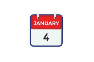 january 4 calendar date reminder,calendar 4 january date template vector