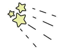 Vector flat isolated icon of shooting star or comet in space.