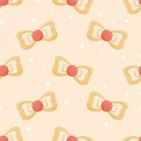 Baby nipple in the form of a bow, flat style. Vector seamless cartoon pattern.