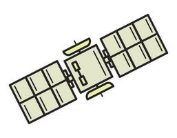 Vector isolated icon of flying artificial space satellite.