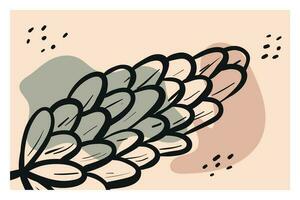 Abstract horizontal floral background with doodle branches. Vector spots and blots.