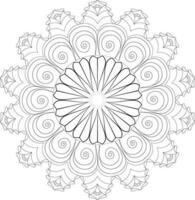 Vector drawing for coloring book. Geometric floral pattern. Contour drawing on a white background. Mandala.